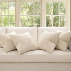 MIULEE Beige Throw Pillow Covers 20x20 Inch Set of 4 Boho Patchwork Cushion - Image 2