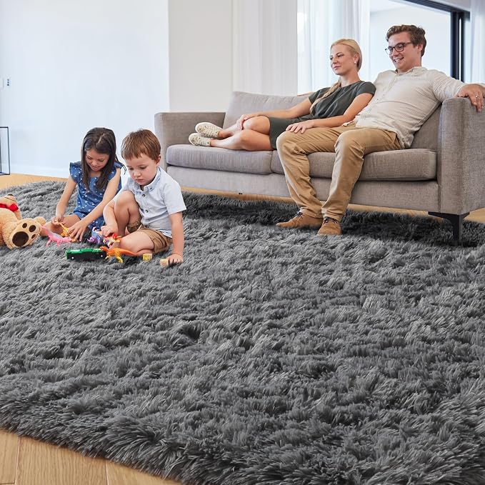 PAGISOFE Grey Area Rugs for Living Room Bedroom Rug 5x8 Rugs Soft Plush Fluffy - Image 2