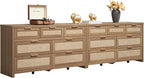 SICOTAS 7 Drawer Dressers for Bedroom Set 2, Long Rattan Dresser, Dresser TV by SICOTAS