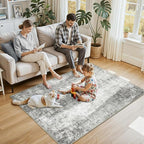 RELEANY Washable Area Rugs 4'x6' Non-Slip Modern Abstract Soft - Image 2