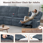 Yolsali Manual Reclining Sectional Sofa Set, 7 Seats Soft Fabric Recliner - Image 6