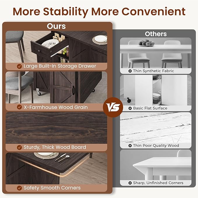 Jocoevol Space Saving Folding Dining Table, Farmhouse Foldable Dining Table - Image 6