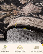 RELEANY Area Rugs Square 8ft Washable Non-Slip, Floral Vintage Distress Print - Image 3