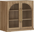 BELLEZE 3 Tier Bookshelf with Arched Glass Door, Modern Display Bookcase Shelf - Image 8