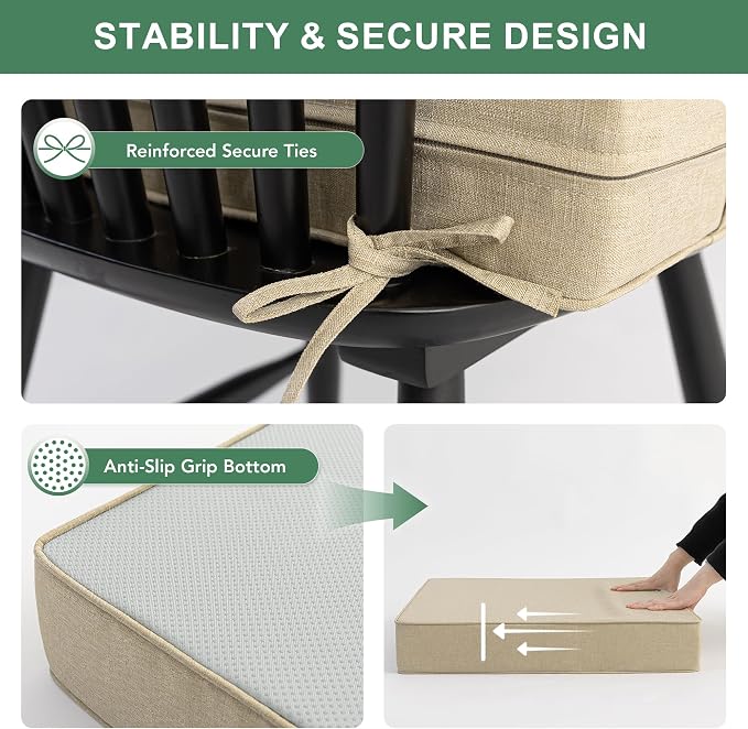 Summsun Outdoor Chair Cushions 19 x 19 Inch, Faux Linen Patio Furniture Cushions - Image 4