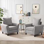Mid-Century Accent Chairs Set of 2, Modern Linen Fabric Armchair by Chireca