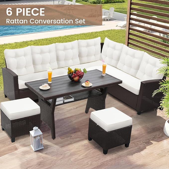 KROFEM 6-Piece Patio Furniture Set, Outdoor Sectional Sofa - Image 6