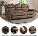 EBELLO 3 Pieces Reclining Living Room Set, Soft Fabric Manual Recliner Sofa - Image 3