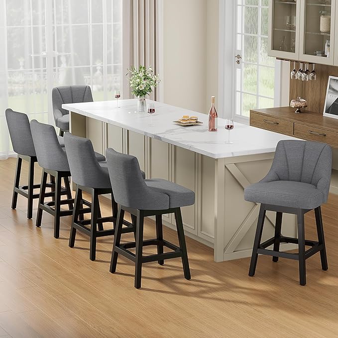 YaFiti Swivel Bar Stools Set of 3, 26 Inch Counter Height Bar Stools - Image 9