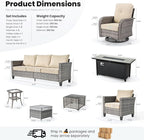 ovios 10 Pieces Patio Furniture Set, Outdoor Wicker Sofa Couch - Image 8
