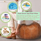 Thgonwid Unstuffed Moroccan Faux Leather Pouf Ottoman - Image 4