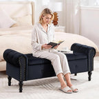 Storage Bench for Bedroom, Velvet 51" End of Bed Bench, Queen Size Bench - Image 6