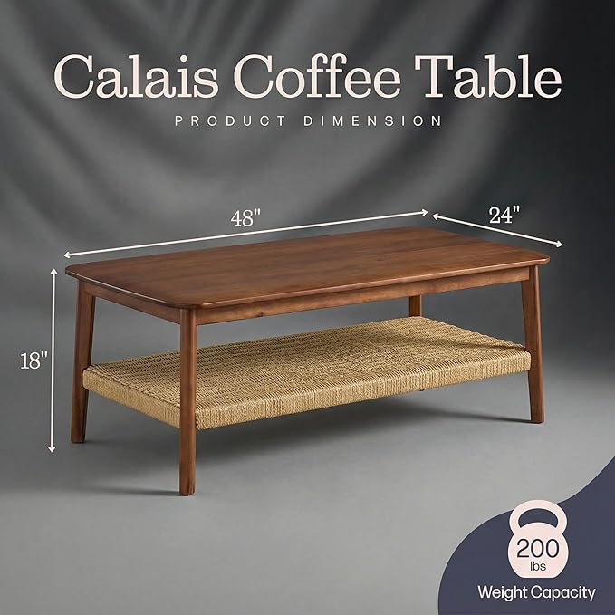 Alaterre Furniture Calais 48 Inch Rectangular Solid Wood Coffee Table - Image 3