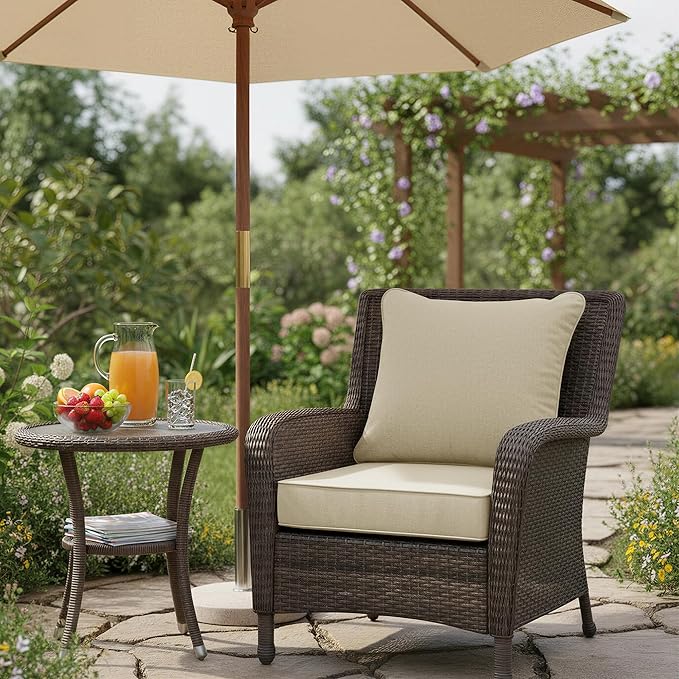 Summsun Patio Chair Cushions 22 x 22 Inch, Faux Linen Outdoor Furniture Cushions - Image 2