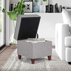 Adeco 17 Inch Square Linen Storage Ottoman - Image 2