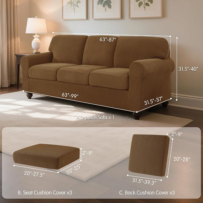 SUBRTEX 7 Pieces Stretch Sofa Slipcover Sets Couch Cover Sets Backrest Cushion - Image 3