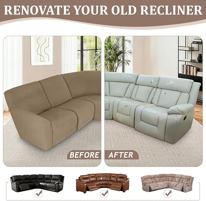 ALIECOM 100% Waterproof Recliner Sectional Couch Covers L Shape Stretch Corner - Image 7