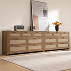 SICOTAS 7 Drawer Dressers for Bedroom Set 2, Long Rattan Dresser, Dresser TV - Image 2