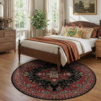 RELEANY Area Rugs Round 7ft Washable Non-Slip, Floral Vintage Distress Print - Image 2