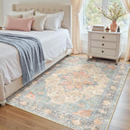 RELEANY Area Rugs 4'x6' Washable Non-Slip, Floral Vintage Distress Print - Image 2