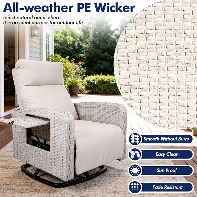 ZZW Outdoor Recliner Chair, Wicker Patio Recliners - Image 5