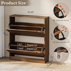 BORNOON Shoe Cabinet with 2 Flip Drawers, Slim Narrow Shoe Storage Cabinet - Image 2