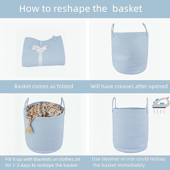 XUANGUO Cotton Rope Laundry Basket Hamper - Image 7