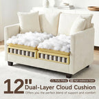 Loveseat Sofa with Ottoman, Comfy Chenille Small Couch - Image 3