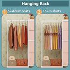 HIGDBFE Dresser with Hanging Rack, 4 Drawers Small Closet - Image 5