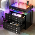 Night Stand with Charging Station and Smart RGB Lights, LED Nightstand with by VlsrkaFurniture