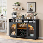 Wine Bar Cabinet 54", Arched Glass Doors, Wine Rack, Adjustable Shelves - Image 7