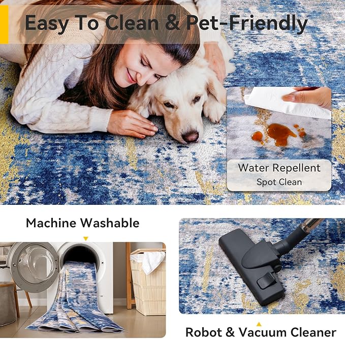 RELEANY Washable Area Rugs 2'x5' Non-Slip Modern Abstract Soft - Image 5