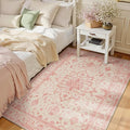 RELEANY Area Rugs 3'x5' Washable Non-Slip, Floral Vintage Distress Print by RELEANY