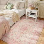 RELEANY Area Rugs 3'x5' Washable Non-Slip, Floral Vintage Distress Print by RELEANY
