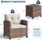 GarveeHome 3-Piece Outdoor Wicker Sofa Set, PE Rattan Patio Furniture - Image 2