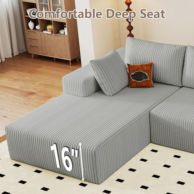 95" Cloud Sectional Couch U-Shaped Chaise - Image 8