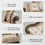 Lexicon Traditional Sofa Couch for Living Room, Rolled Arm Sofa - Image 3
