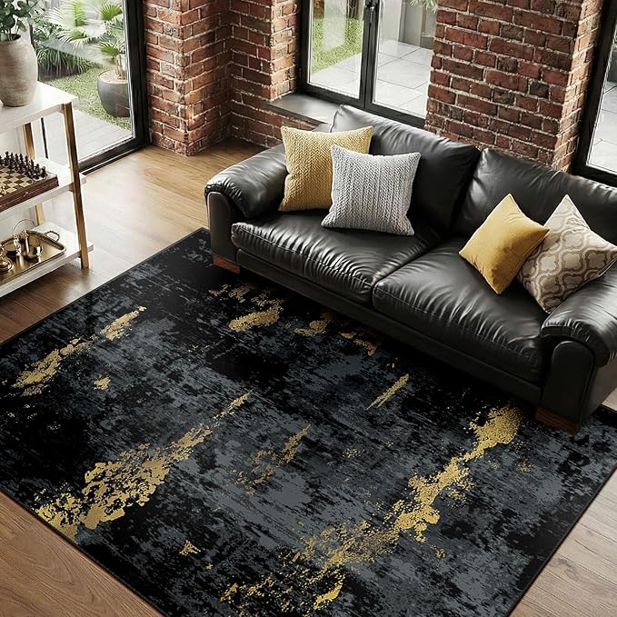 RELEANY Washable Area Rugs 4'x6' Non-Slip Modern Abstract Soft by RELEANY