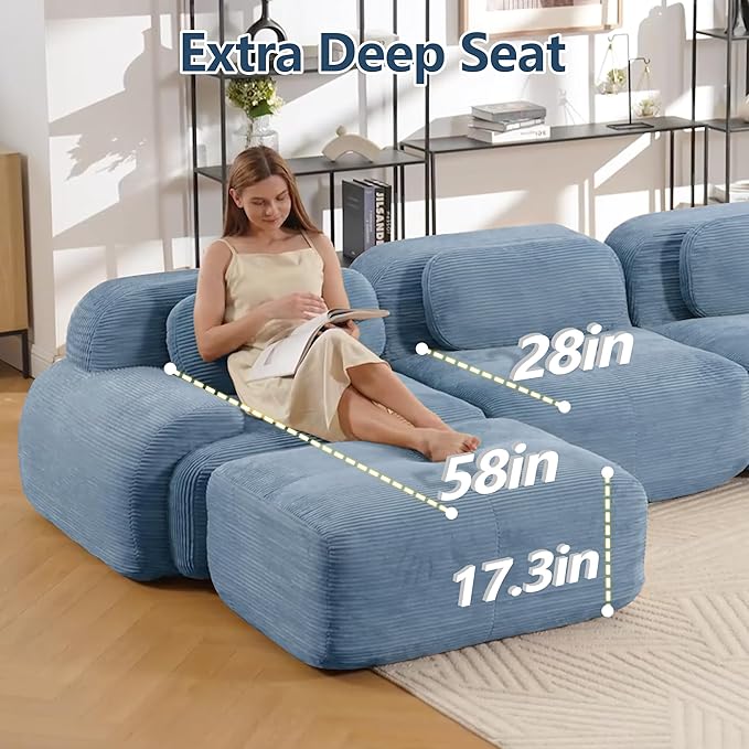 Boneless Sectional Couch, No Assembly Required, 81.8” Modular Cloud Sofa - Image 5
