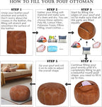 Thgonwid Unstuffed Moroccan Faux Leather Pouf Ottoman - Image 6