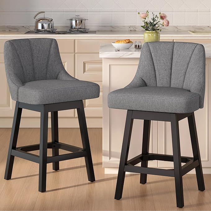 YaFiti Swivel Bar Stools Set of 2, 26 Inch Counter Height Bar Stools by YaFiti