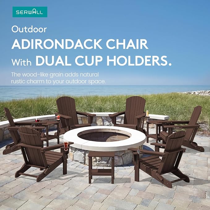 SERWALL Adirondack Chair with Cup Holders - Image 9