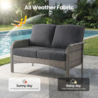 Weaxty Wicker Patio Furniture Set High Back Loveseat Sofa Couch Armchair Coffee - Image 7