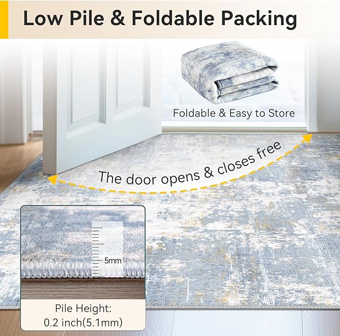 RELEANY Washable Area Rugs 5'x7' Non-Slip Modern Abstract Soft - Image 8