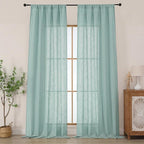 Chyhomenyc Extra Long Aqua Green Semi Sheer Curtains 108 Inches Long 2 Panels by Chyhomenyc