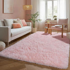 PAGISOFE Pink Fluffy Plush Area Rug 5x8, Kids Shag Rugs by PAGISOFE