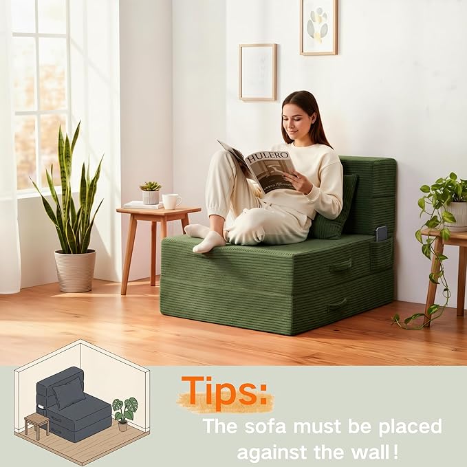 Folding Sofa Bed, 4 in 1 Convertible Sleeper Chair - Image 7