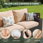 Aoxun Patio Furniture Set, Widen Armrests Wicker Outdoor Sectional - Image 3