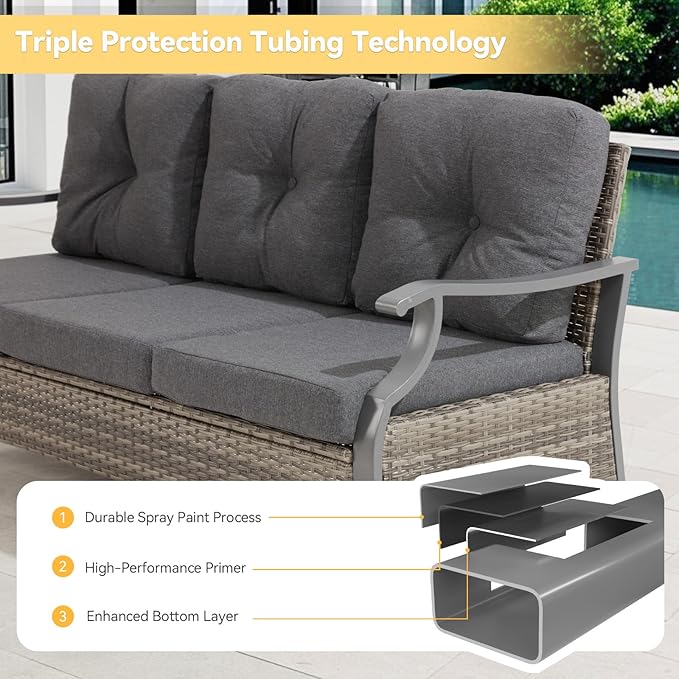 Outdoor Patio Furniture Set, 7 Pieces Outdoor Conversation Sets - Image 4