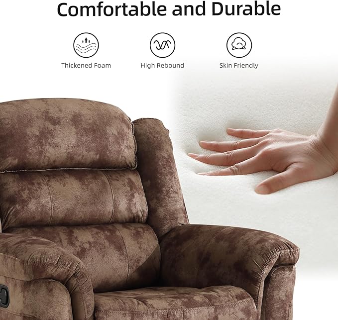 EBELLO 3 Pieces Reclining Living Room Set, Soft Fabric Manual Recliner Sofa - Image 4